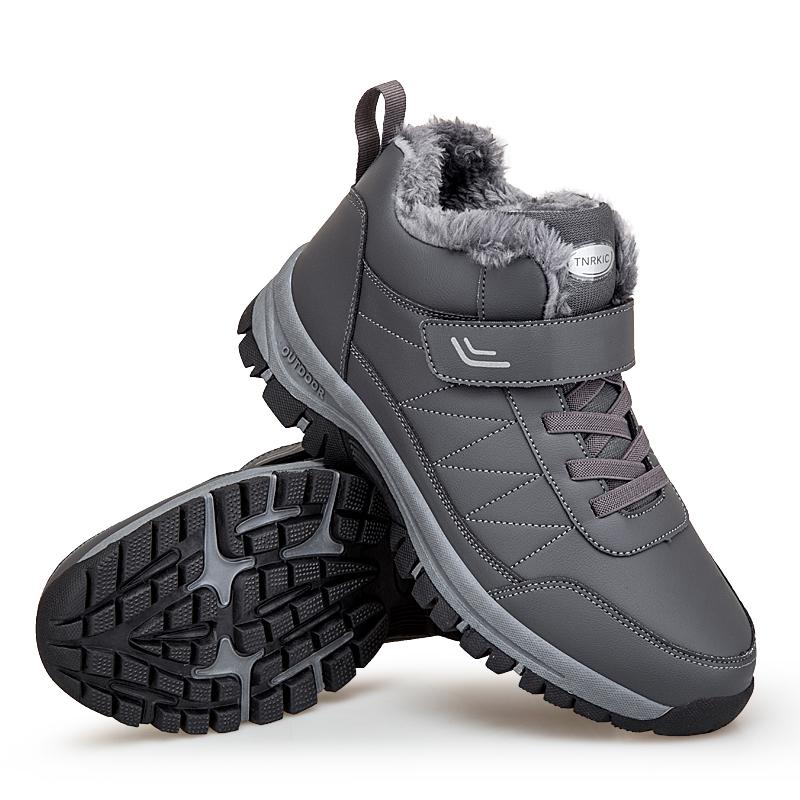 Stivali da neve invernali da uomo alla moda Stivali da donna in pelle impermeabili sportivi Super caldi Stivali da trekking comodi in peluche per coppie Taglia grande 48