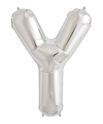 Silver Foil Balloon In the Shape of the Letter Y 40CM Silver Letter