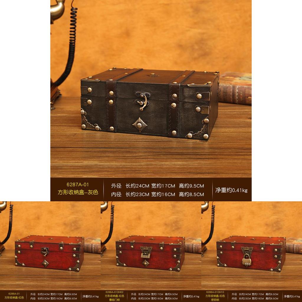 Retro Style Wooden Storage Box With Password Lock For Bedroom Organization