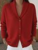 Women's Loose Knit Cardigan - Autumn/Winter, Soft Lapel Button Sweater, Long Sleeve, Plain Color