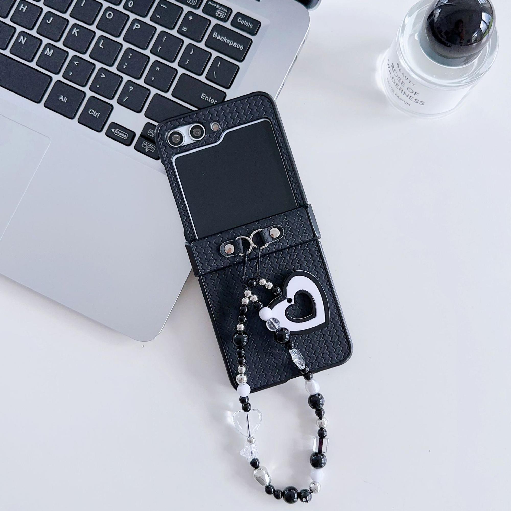 

Тканый складной чехол для телефона с цепочкой Love для Samsung, простые складные аксессуары в корейском стиле для Galaxy Z Flip 3 4 5 6 For Galaxy Z Flip6