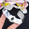 Prehnite Gemstone Handmade 925 Sterling Silver Cuff Bangle Adjustable KG-1874