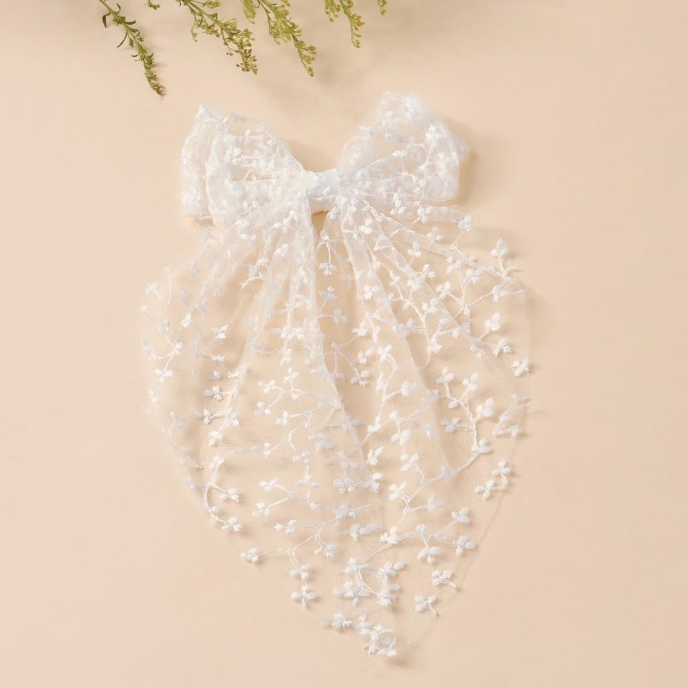 Vintage Lace Bow Hairpin Flower Embroidery Kids Hair Accessories New Princess Style Hair Clip  Gift