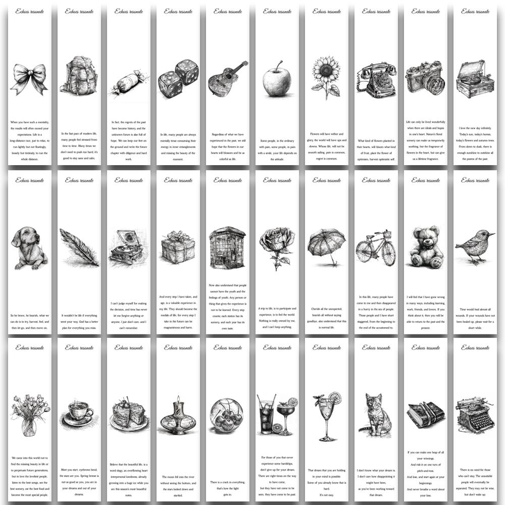 30PCS Echo resonance Bookmarks Self Improvement Personalized Aesthetic Living DIY  Promotional Luggage Skateboard Bookmark