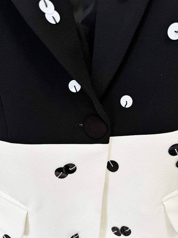 High-End Sequin Color Block Suit Jacket & Fishtail Skirt Set - Early Spring 2026