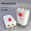 2 Prong Electric Power Plug With On Off Switch And Thick Pure Copper Pins 10A 250V For Home Office Daily Use