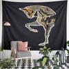 Golden Horse Sketch On Black Background Pattern Wall Hanging Tapestry Decorative Tapestry Home Decor for Bedroom and Living Room