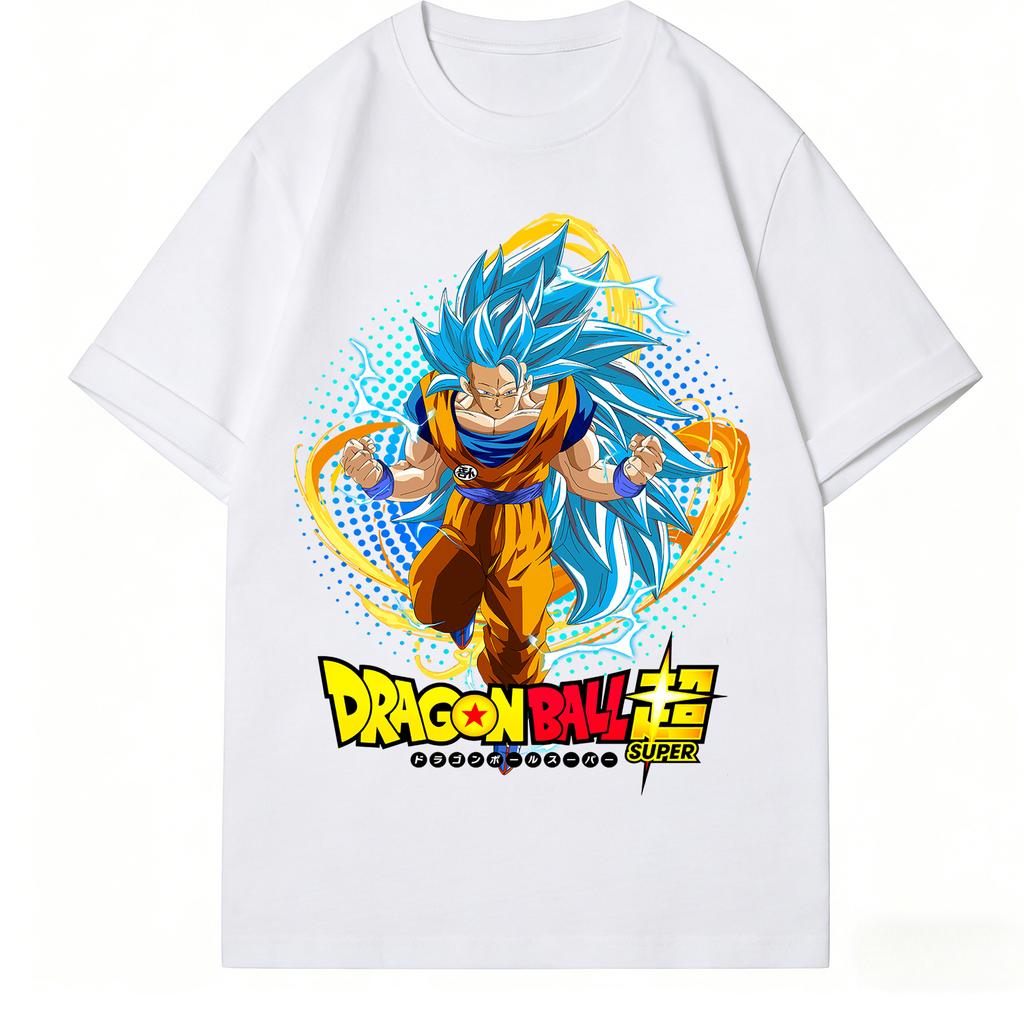 Dragon Ball Super Son Goku Super Saiyan Blue TShirt Graphic Print Crew Neck Pure Cotton High Street Fashion Tops For Men Women