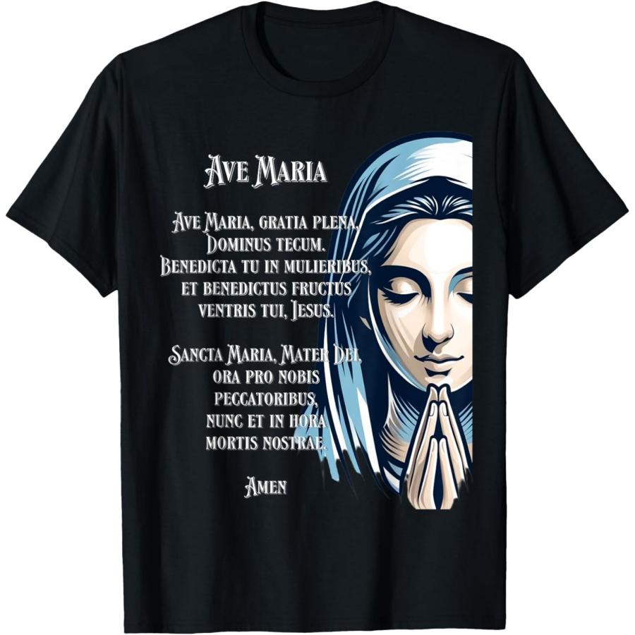 Футболка с молитвой  Ave Maria  на латыни S чёрный