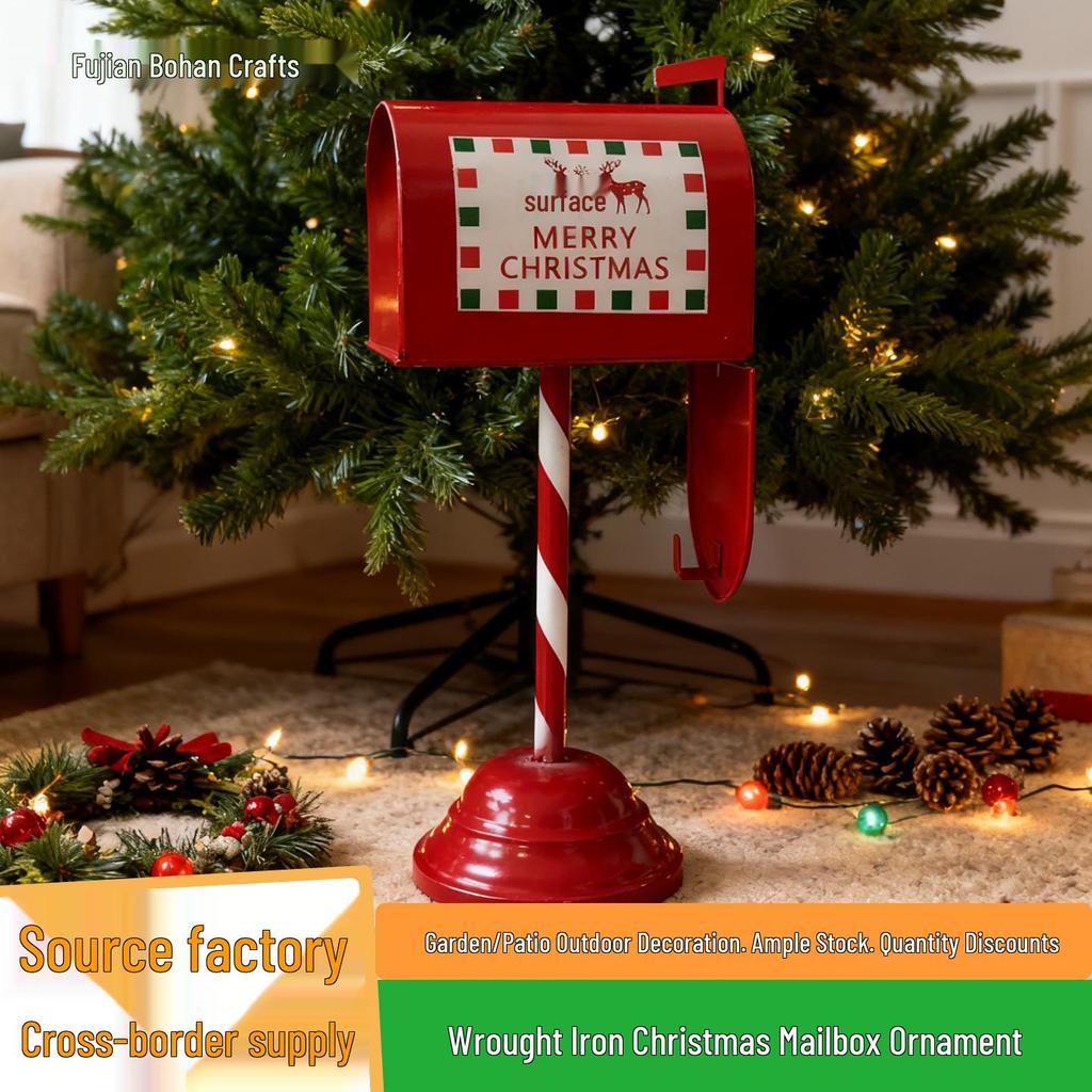 Iron Art Christmas Mailbox Ornament - Festive Indoor Decoration and Gift Stand