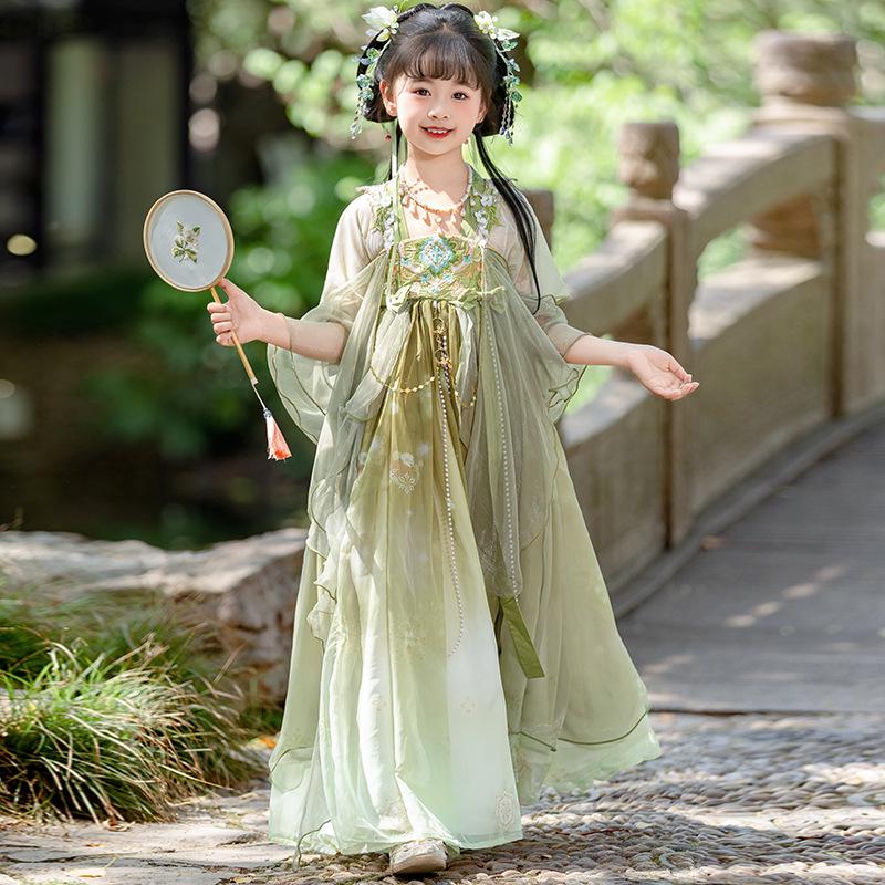 Girls' Summer Hanfu Dress - 2026 New Tang-Inspired Fairy Costume