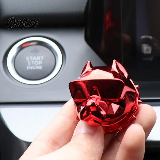 Trendy Car Interior Decoration Bulldog Start Stop Button Cover, Ignition Switch Protective Ring Metal Trim for Push Start, Steering Wheel Decor,