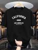 180G Pure SingleSided Printed Round Collar ShortSleeved TShirt Men's California Pattern TShirtCasual ShortSleeved TShirt Black White Print Lightweight