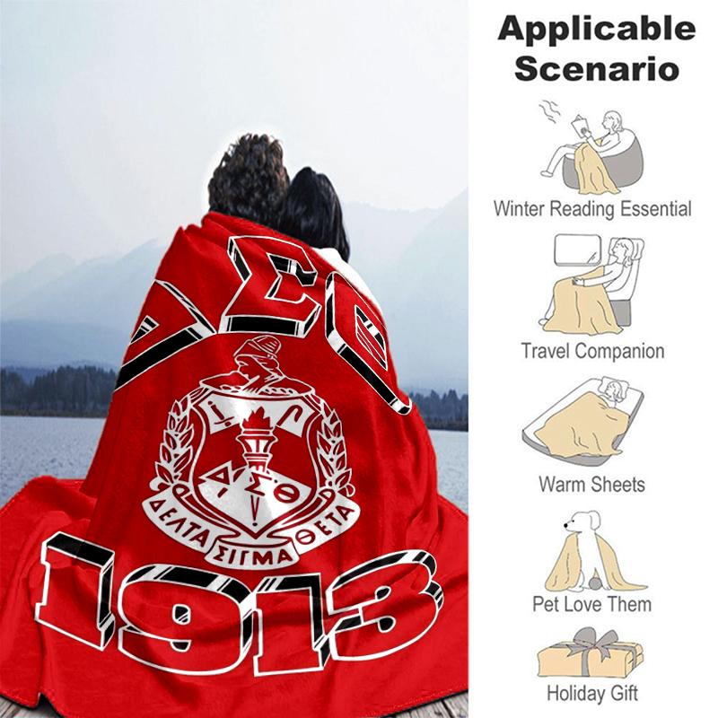 1pc Blanket Delta Sigma Theta logo Print Design, Lightweight Blanket for Sofa, Bed- Soft &Warm, Gift for All Seasons like Christmas, Halloween