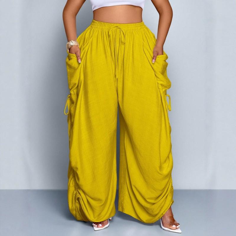 Womens High Waist Loose Drawstring Lantern Pants Casual Trousers