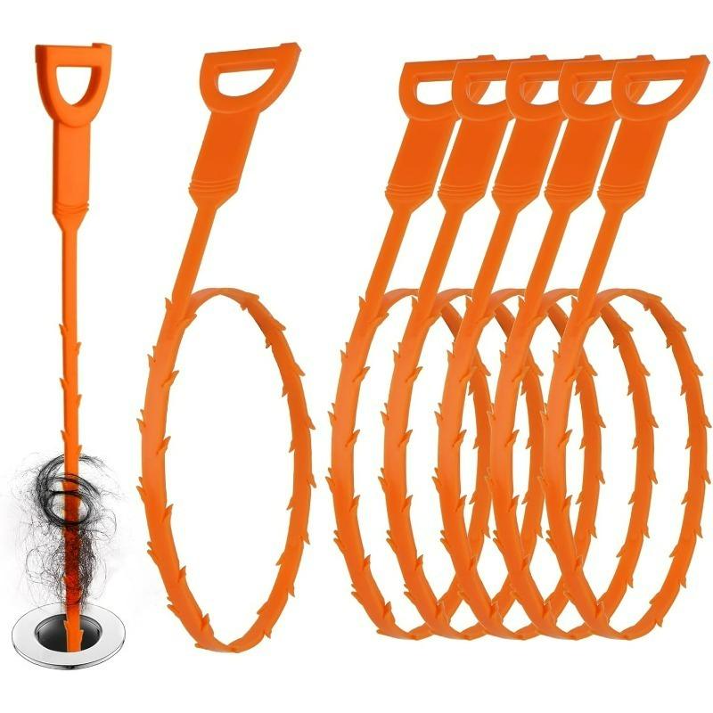 

For 4 Pack Drain Snake Hair Remover Tool - Reusable Plumbing Unblocker for Kitchen, Bathroom, Shower, Toilet and Sink