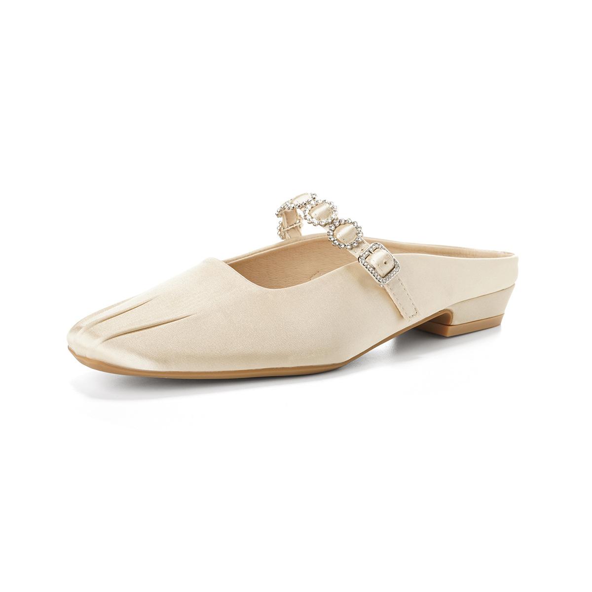 Rhinestone word with bag head and half slippers women wear a pair of cool slippers in summer 35 абрикосовый 4944₽