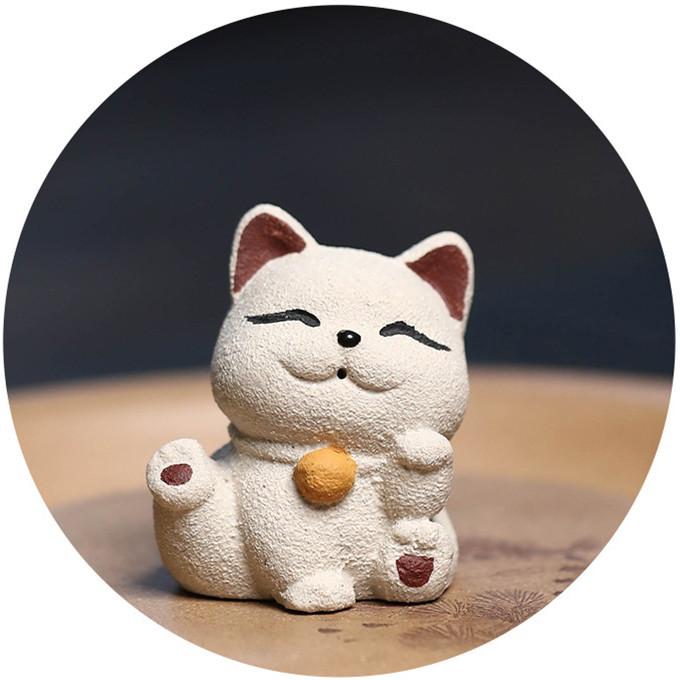 Chinese Purple Clay Tea Pet Handmade Lucky Cat Sculpture Animal Ornaments Statue  Decor Tea Figurine Crafts Tea Set Decoration