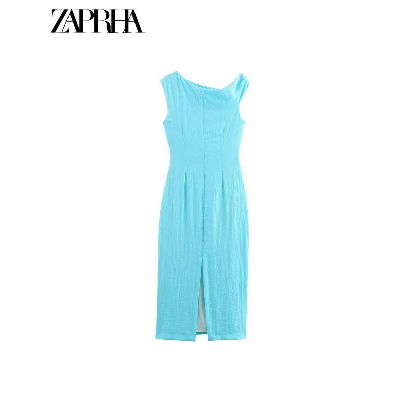 Zaprha 2025 New French Style Inlaid Asymmetric Midi Dress Design Sense Waist Hugging Slimming 8037392
