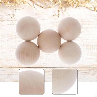 5 Pieces Unfinished Wooden Balls Craft Making Beads Smooth Multipurpose for Classroom