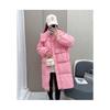 Down jacket women's medium and long knee winter new waist fashion loose thickened hooded white duck down
