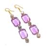 Pink Amethyst Gemstone Handmade 925 Sterling Silver Jewelry Earring 2.88" GK-4826