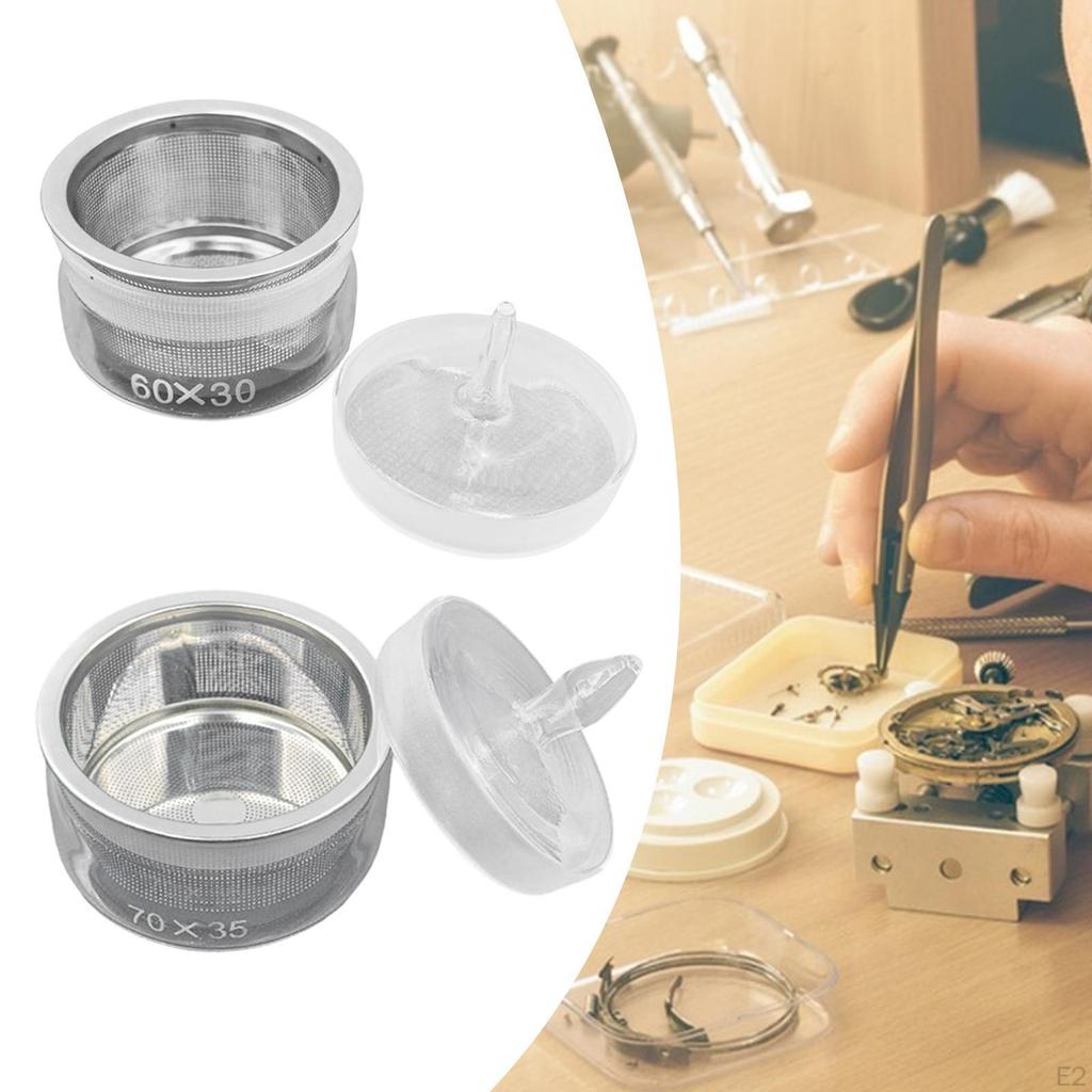 Accessories for Cleaning Watch Oil Containers with Stainless Steel Mesh And Lid, Suitable