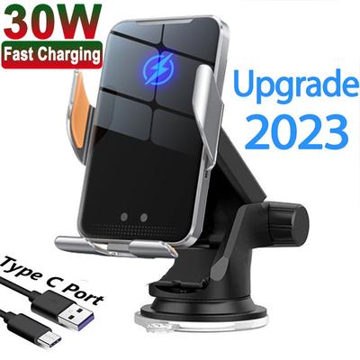 Automatisches 30W Auto-Wireless-Ladegerät für iPhone 14 13 12 11 XR X Samsung Infrarot-Induktion Schnellladen Auto Handyhalterung