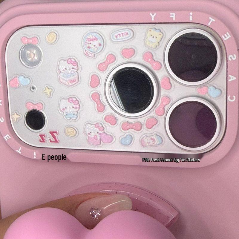 Sweetheart Kitty Cat DIY Phone Lens Stickers - Cute, Adhesive, and No Residue Sweetheart Kitty Bear [1 sheet]