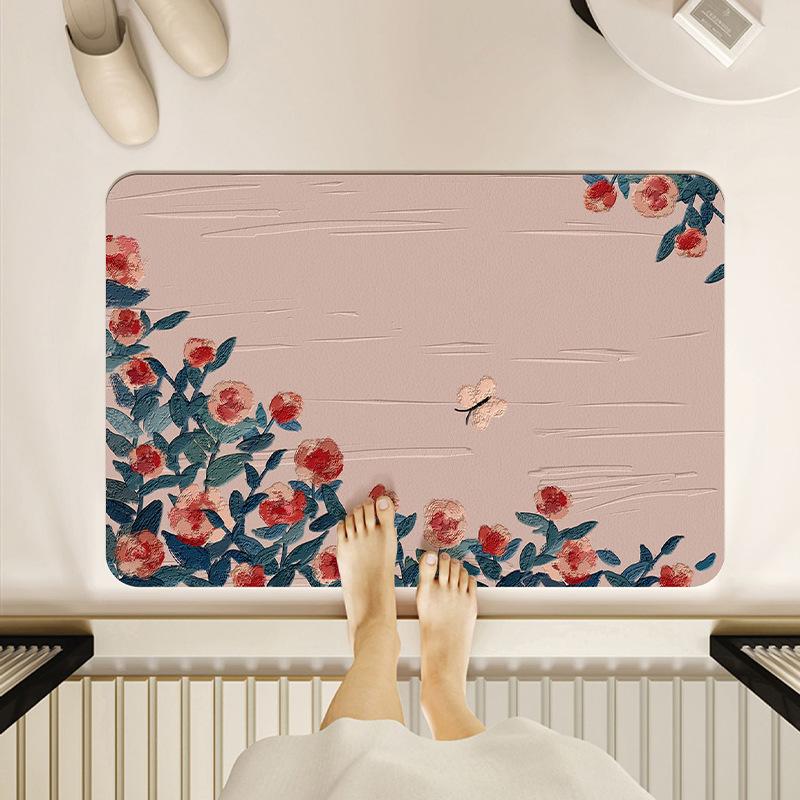 Diatom Mud Bathroom Absorbent Floor Mat Toilet Entrance Door Anti-slip Bathroom Mat Foot Mat Toilet Household Carpet