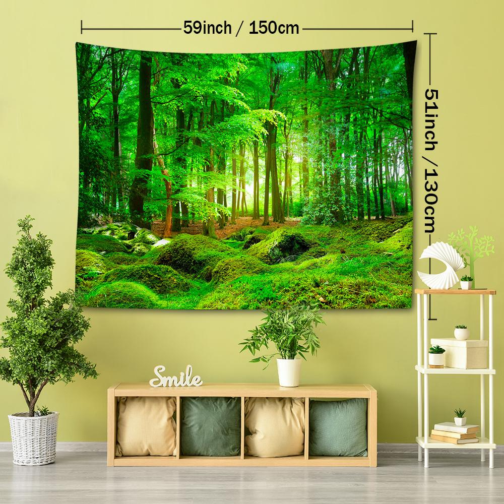 1pc, Jungle Trees & Grass Tapestry, 126x71inch, Polyester Wall Hanging, Soft and Flat Fabric, No Power Needed, Woven, Natural Style Room Decor, Living