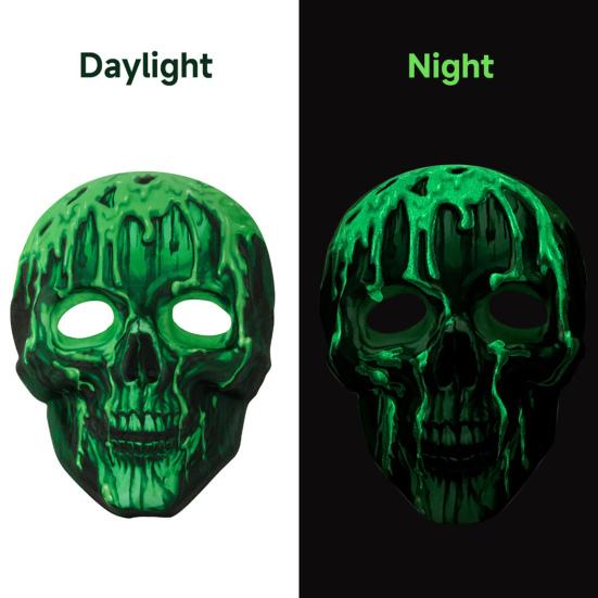 3D Skull Face Guard Glow In The Dark Lightweight EVA Fabric Realistic Design Halloween Headpiece Makeup Apparel Props