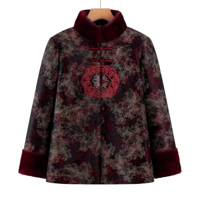 

Зимняя стеганая куртка жена стеганая куртка теплая и бархатная старая утолщенная стеганая куртка 6XL [recommended 160-82.5 kg]