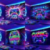 Leuchtet im Dunkeln Gaming Wandteppich UV-reaktiver Wandteppich Hintergrunddekoration Wandbehang Schlafzimmer Partydekoration