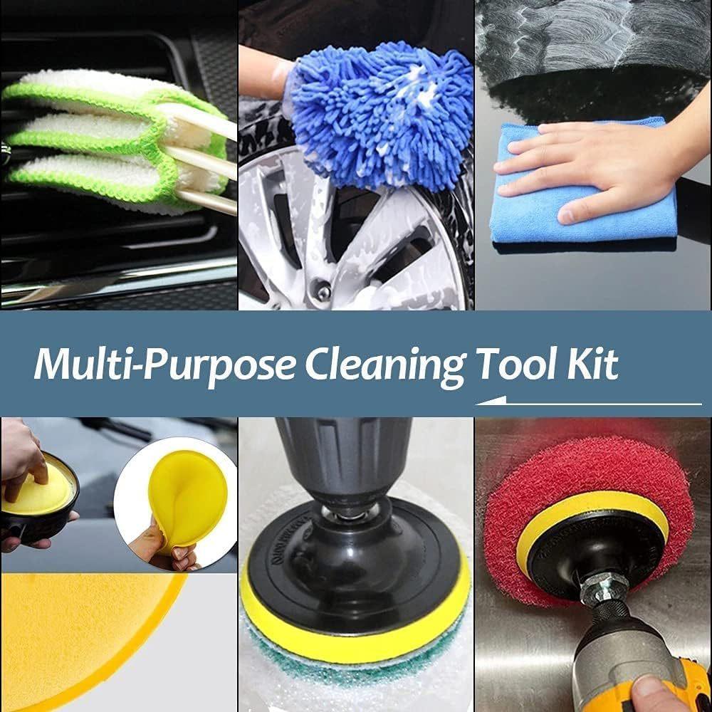 36 Stück Bohrbürsten-Set Autowaschbürste für Auto Innen- und Außenreinigung Lüftungsdüsenbürste Detailhandschuhe Set