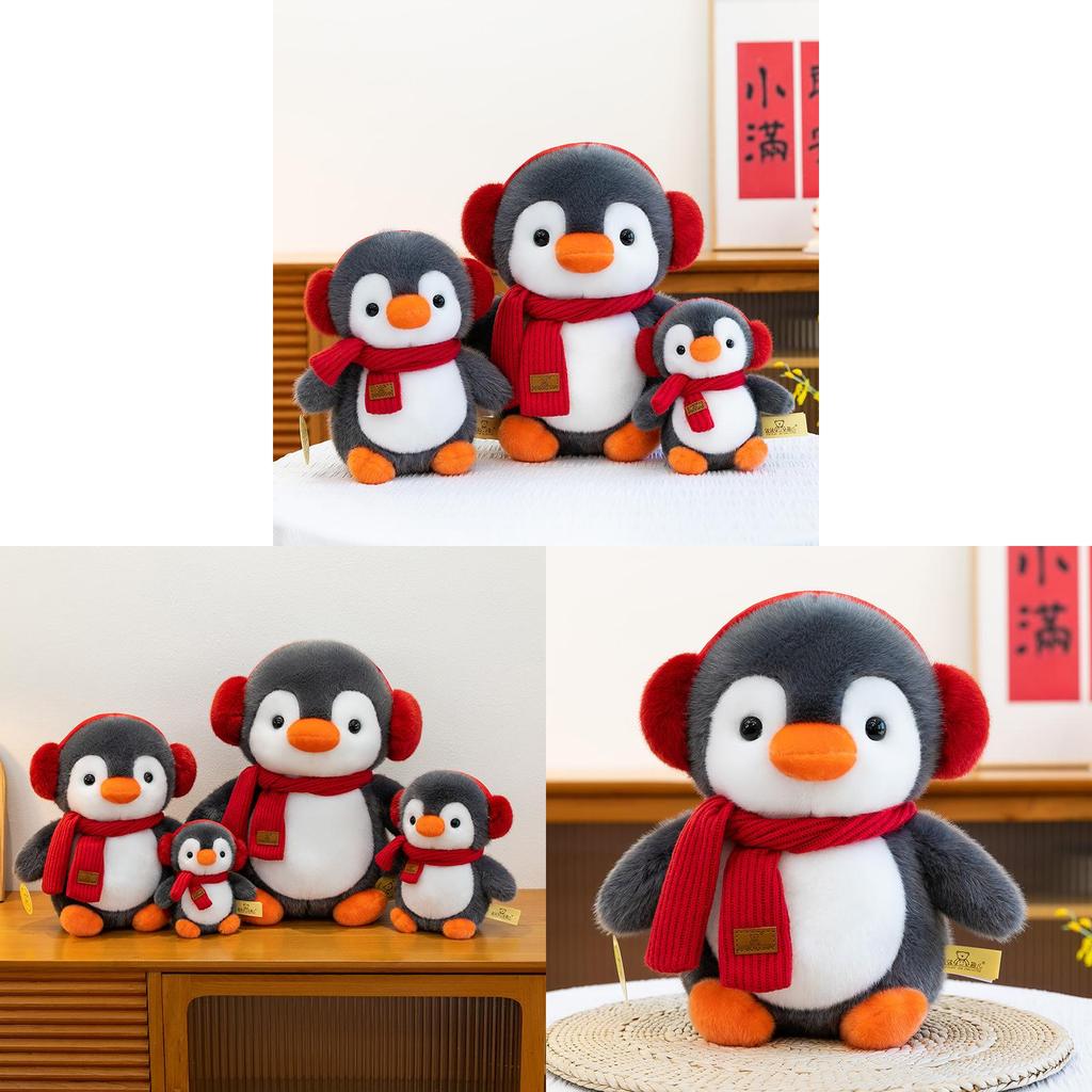 Cute Penguin Plush Toy With Scarf For Valentines Day Gift And Collectors