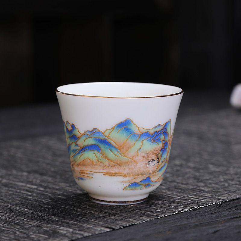 Suet jade teacup white porcelain tea drinking small cup ceramic single cup tea tasting cup 1 pack Dehua hospitality new Chinese style