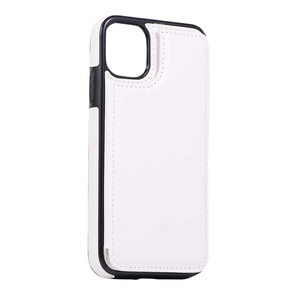 PU Leather Antifall Phone Back Cover Case For iPhone 11 6.1 Inch White