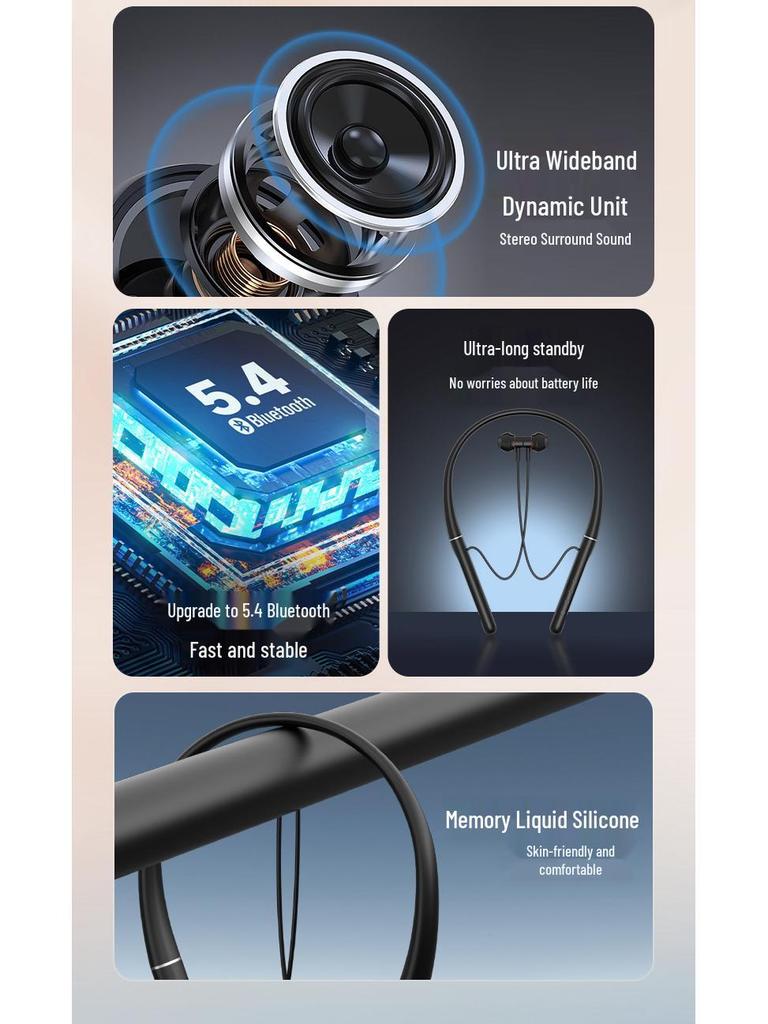 Sport Bluetooth Neckband Earphones with Long Battery Life and Heavy Bass