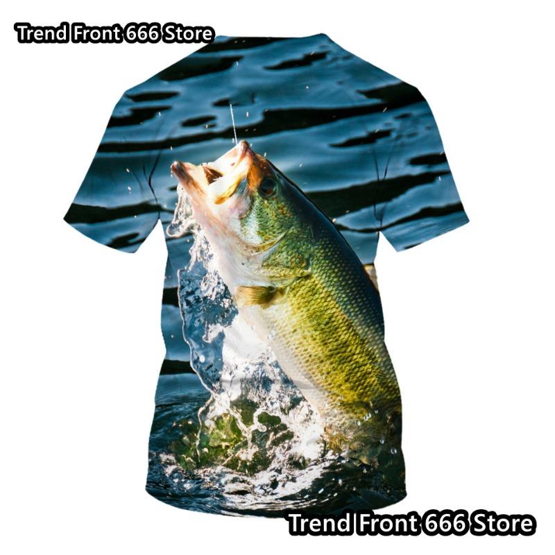 

24/25 Новые футболки с рисунком рыбы, летние футболки для мальчиков, мужские и детские футболки с коротким рукавом, футболки для рыбалки и активного отдыха 6XL