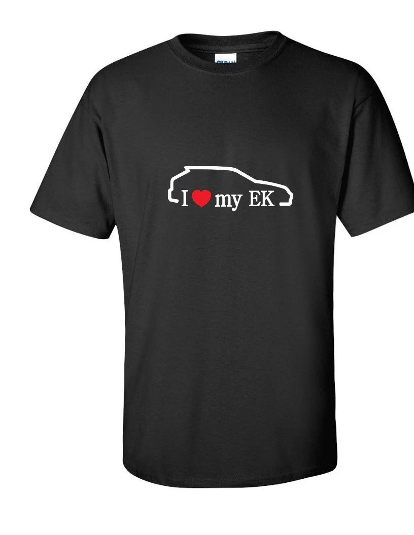 

I Love MY EK Cars Hatchback Honda White Red Black Cotton T-Shirt S-5XL L