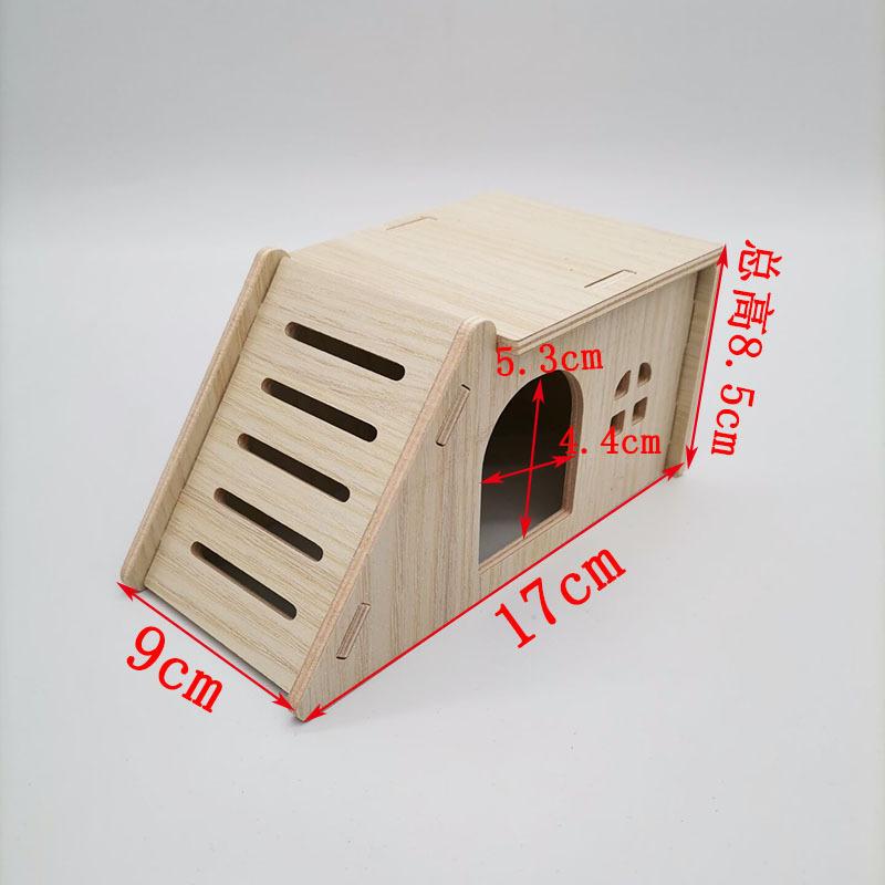 Hamster House DIY Wooden Gerbil Hideout Pet Sport Exercise Toys Bridge Swing and Chinchilla Seesaw Small Villa Cage Accessories