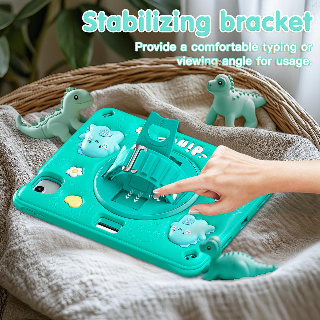 For iPad Air 11 (2025)/(2024)/Air (2022)/(2020)/Pro 11 (2022)/(2021)/(2020)/(2018) Case Kickstand PC+Silicone+TPU Cover