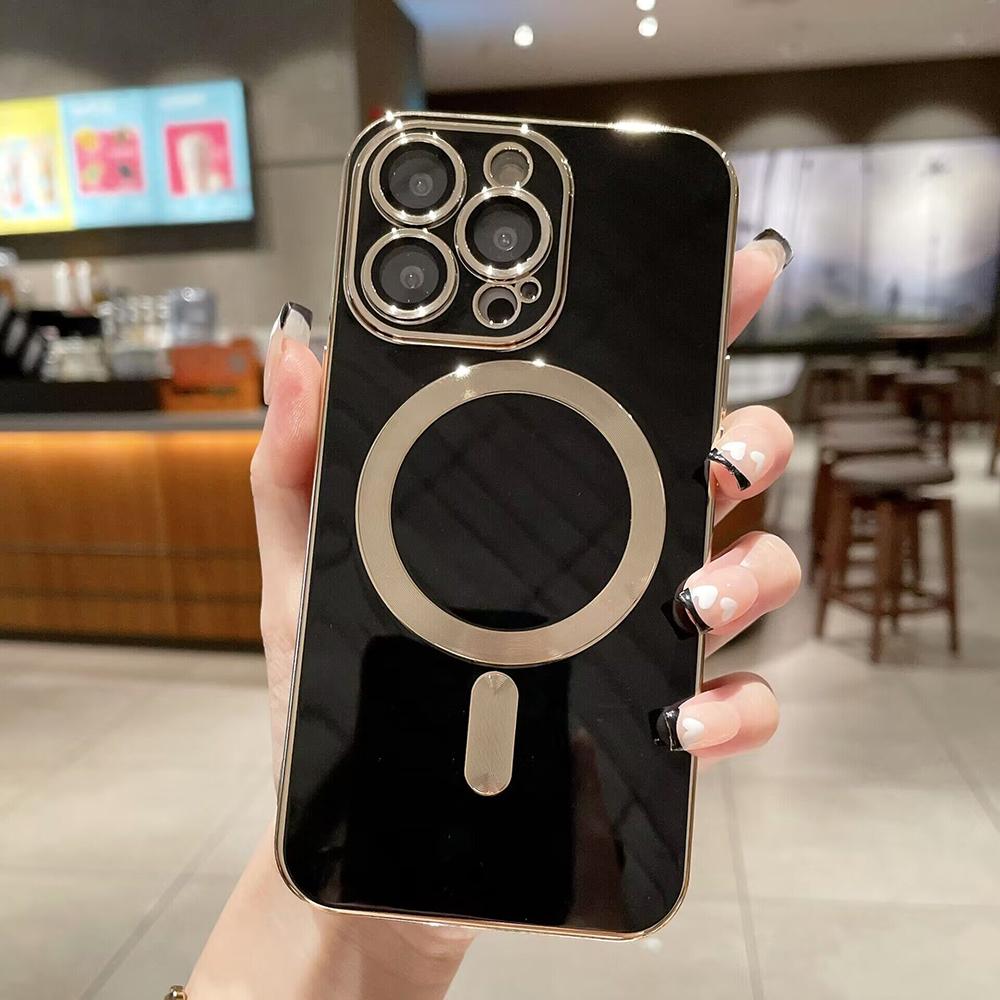Luxusní galvanizované pouzdro pro magnetické bezdrátové nabíjení pro iPhone 15 14 13 12 11 Pro Max Plus s krytem chránícím objektiv fotoaparátu
