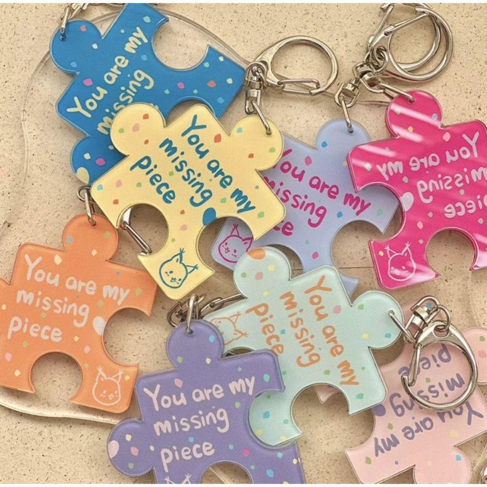 "You Are My Missing Piece" Acrylic Puzzle Text Keychain Multicolour  Versatile   Woman