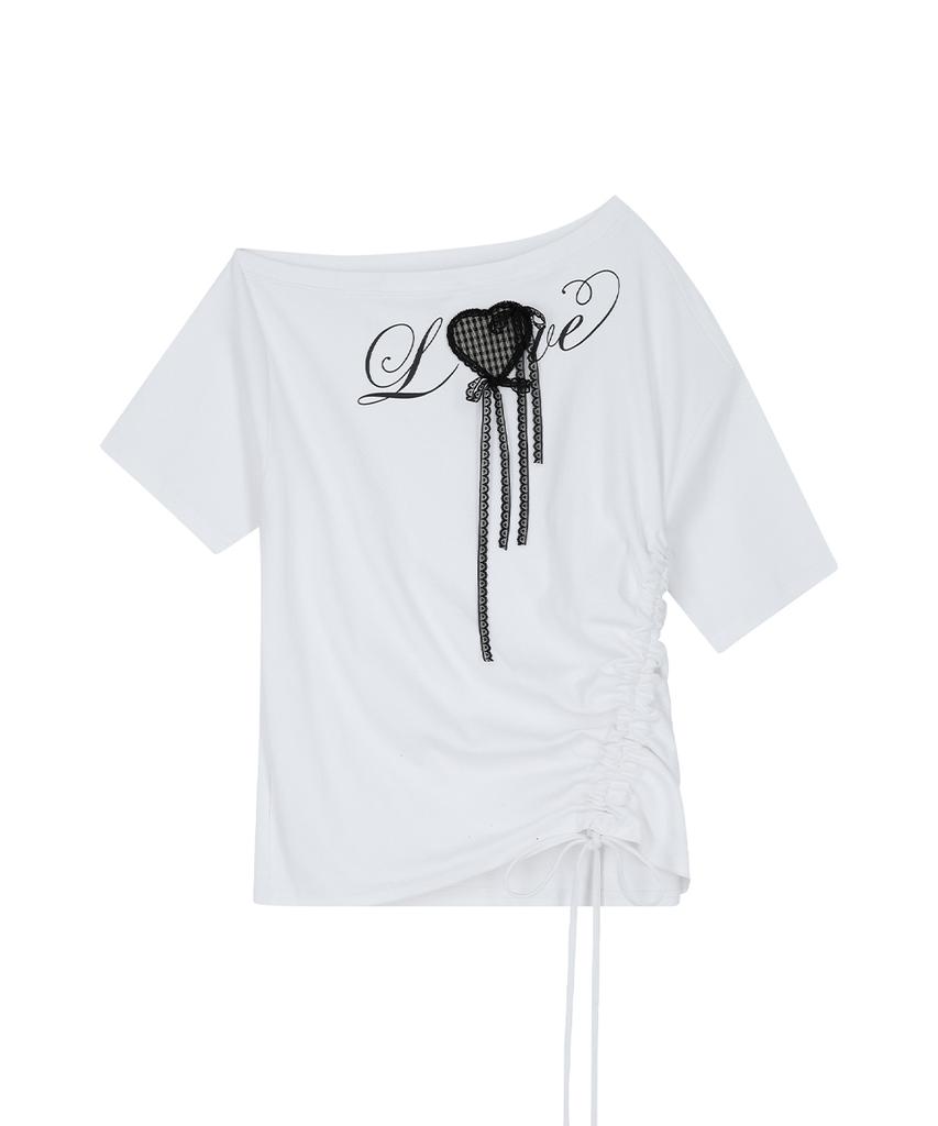 ILLIGO Love One-Shoulder Oversized T-Shirt White