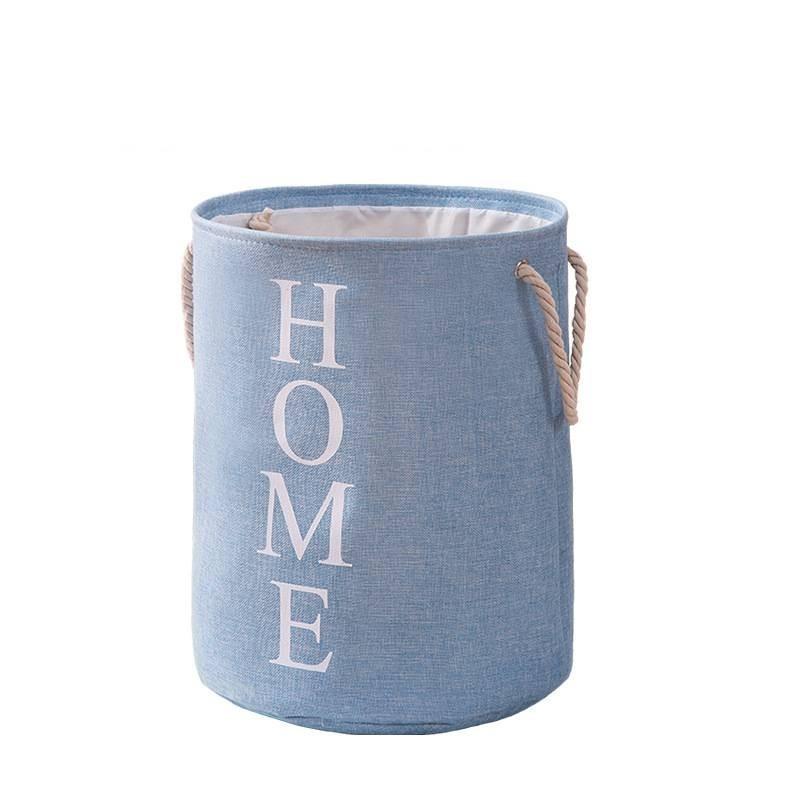 

Foldable Storage Round Bag Dirty Laundry Basket Cotton Linen Items Household синий