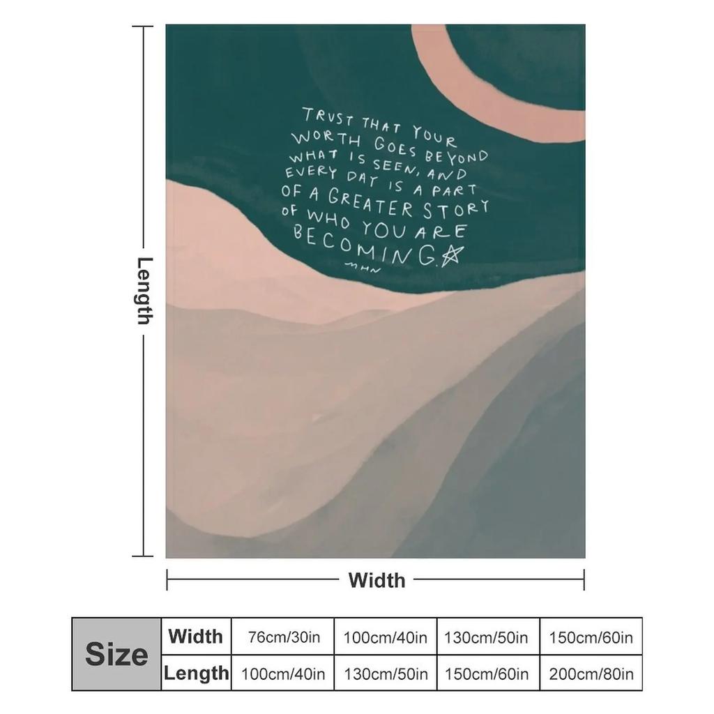 Who You Are Becoming - Inspiring Positive Quote With Mountain And Moon Throw Blanket Compact Warm Blanket For Car Road Trip