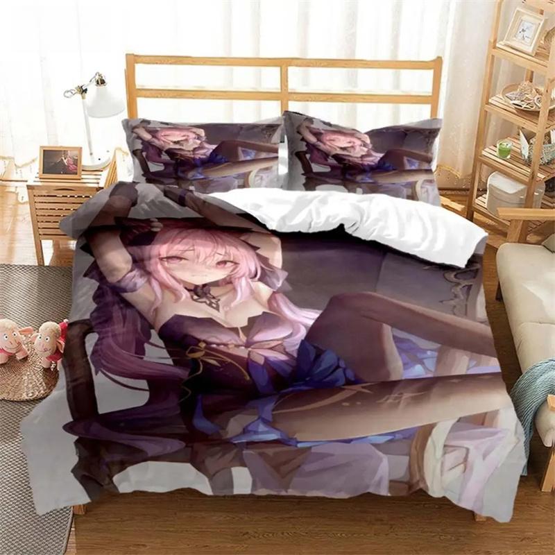 Genshin Impact Animation Cartoon Soft And Comfortable Comforter Bedding Sets Bedding Set Luxury Quilt Cover Customizable