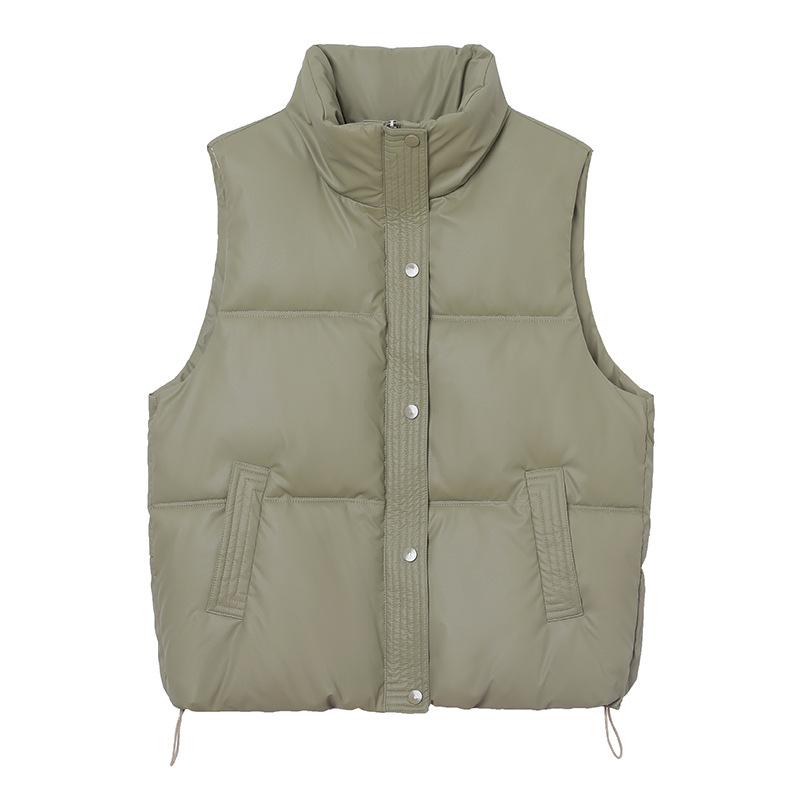 Down cotton short vest women's stand-up collar leave-in vest autumn and winter fashion loose cotton vest cotton vest